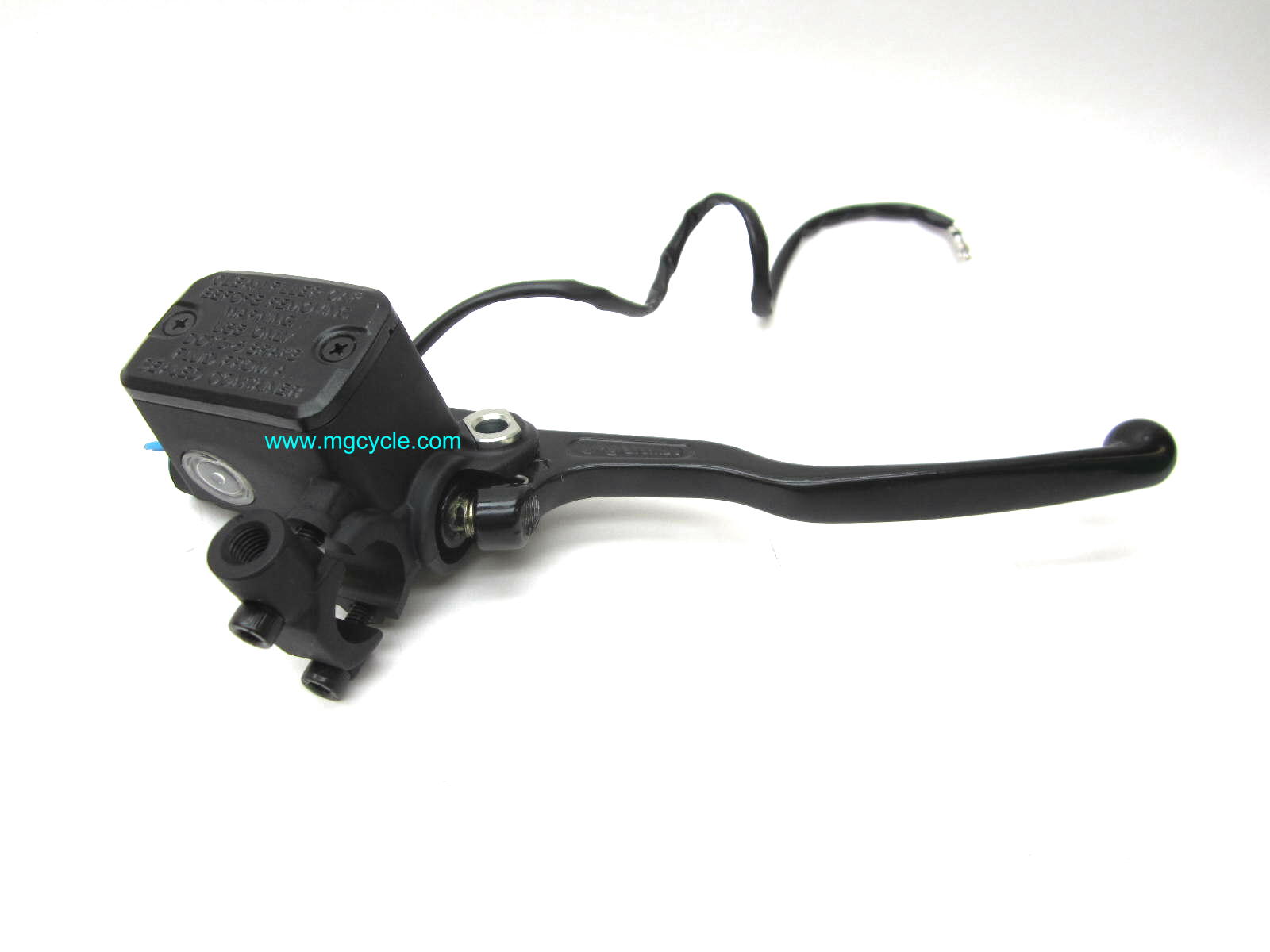 Brembo 15mm master cylinder, black lever, with switch & wires - Click Image to Close