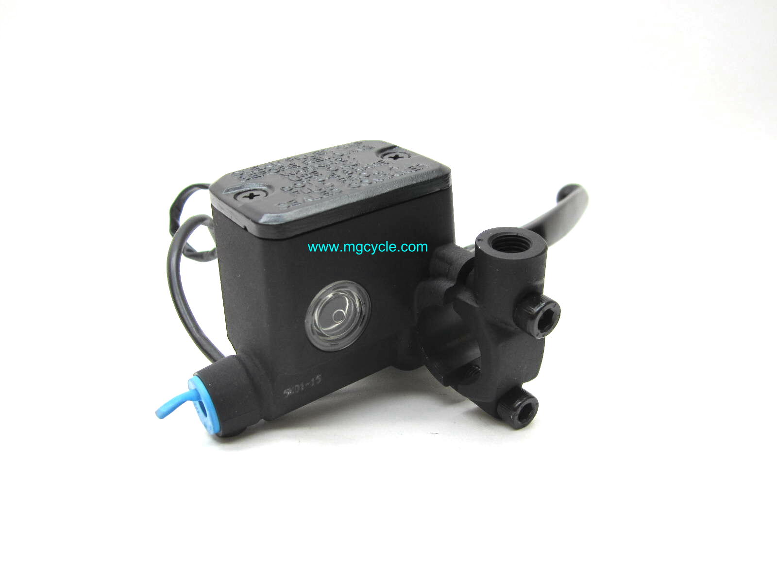 Brembo 15mm master cylinder, black lever, with switch & wires - Click Image to Close
