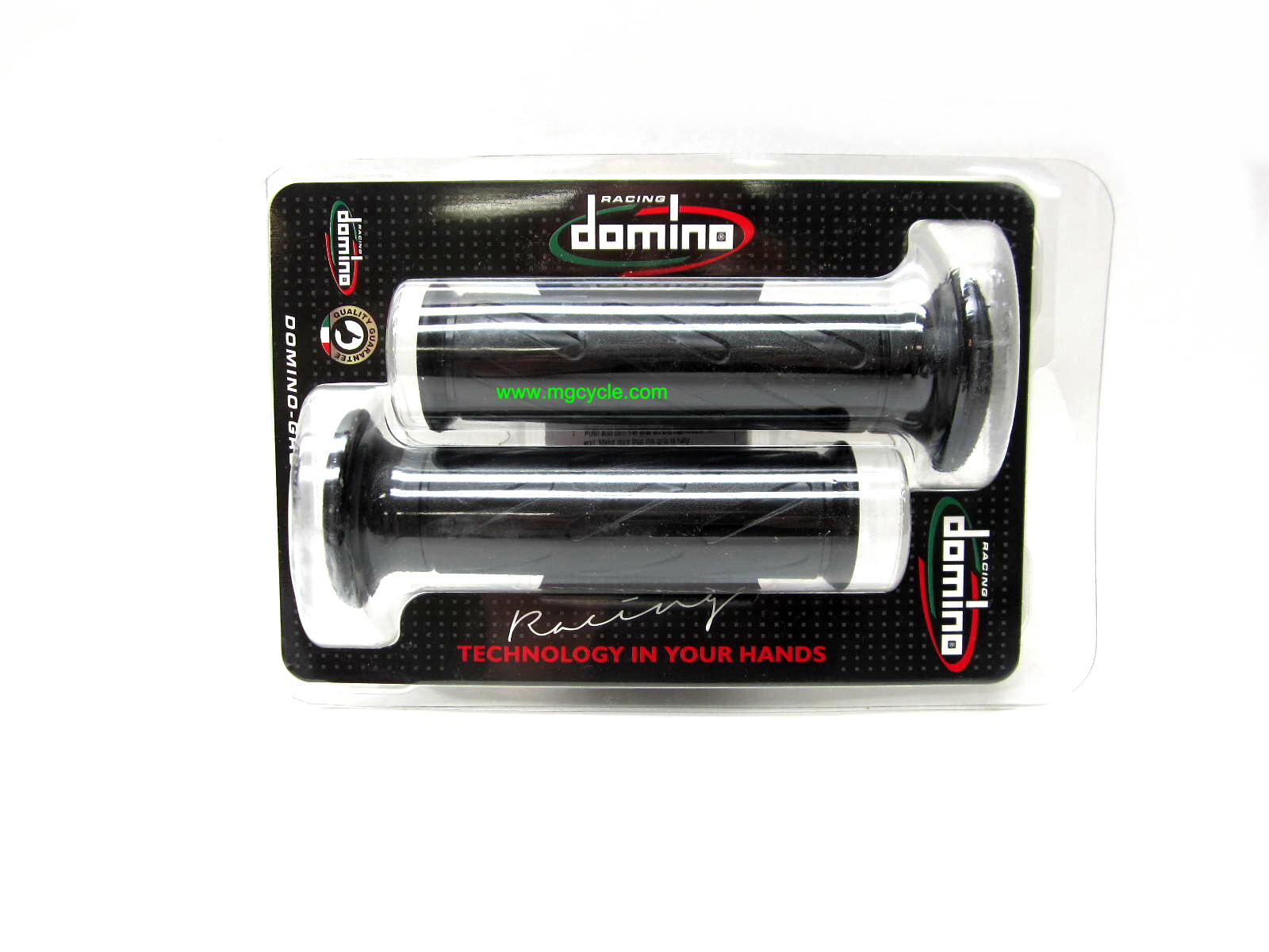 Italian Domino Strada Grips, black with open ends - Click Image to Close