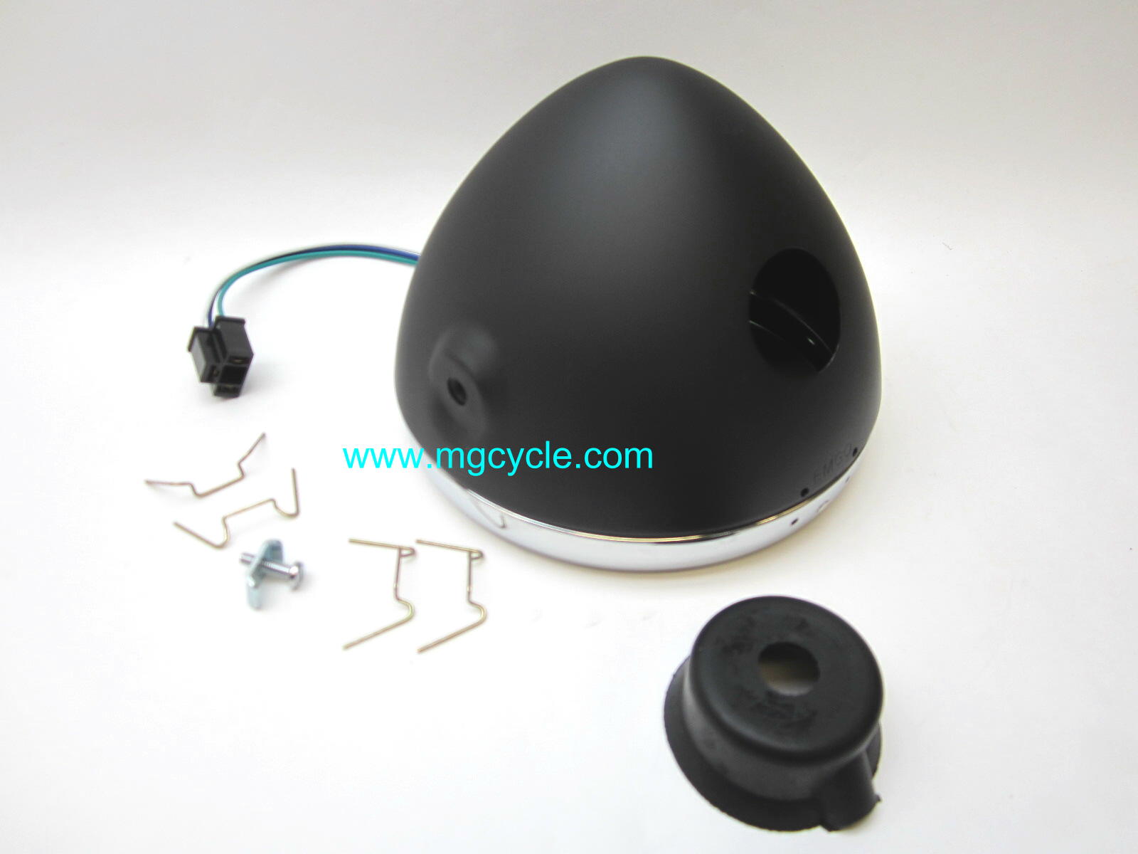 7" headlight bucket kit, classic black - Click Image to Close