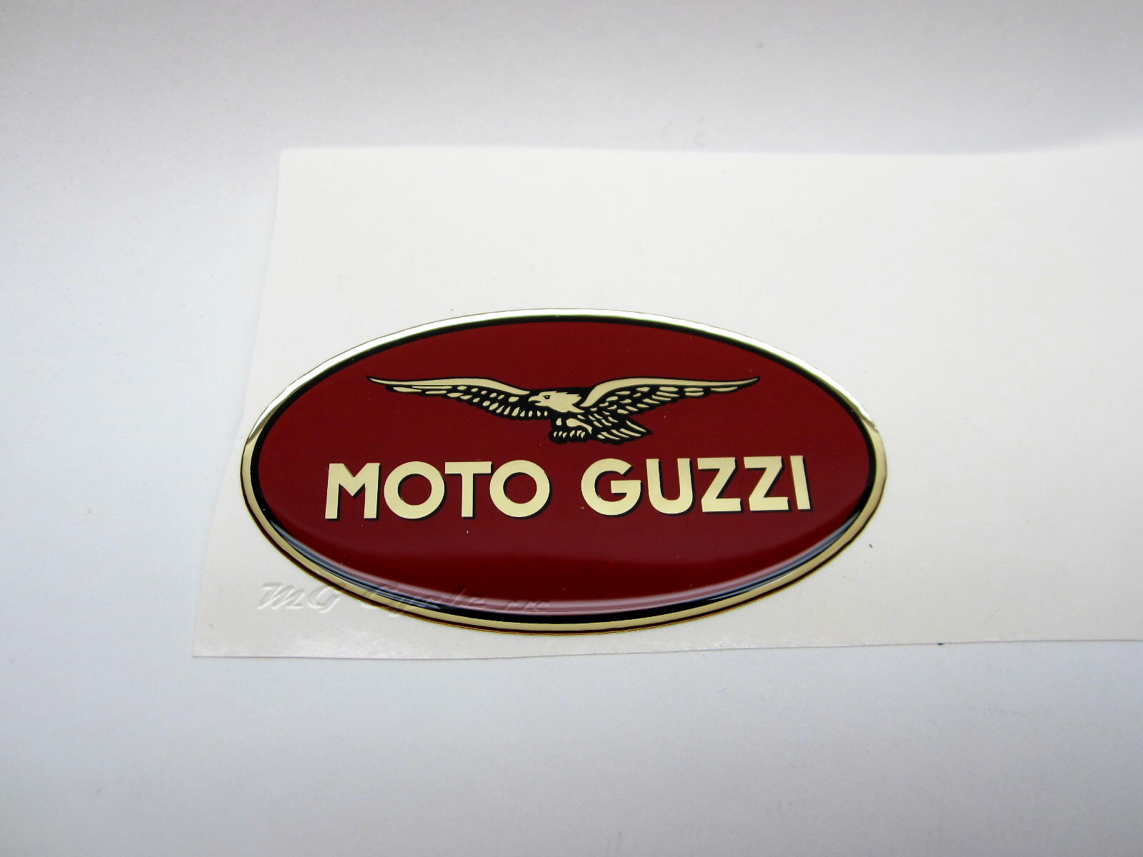 Left side Hepco Becker \"Moto Guzzi\" emblem 83 x 45mm oval