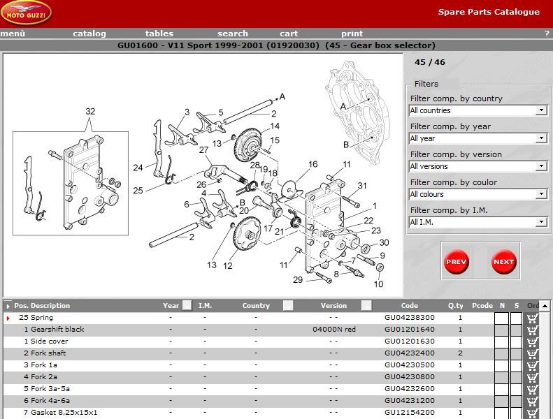 Shift selector spring, 6 speeds V11 Sport/LeMans GU04239200