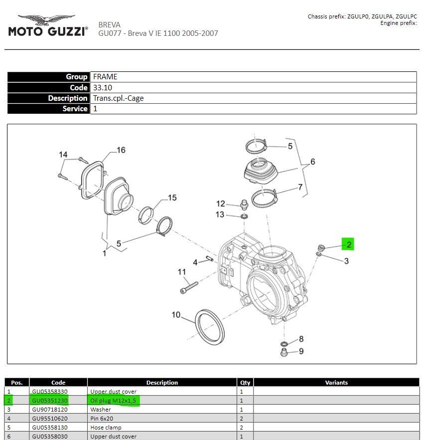 Transmission oil plug M12x1.5