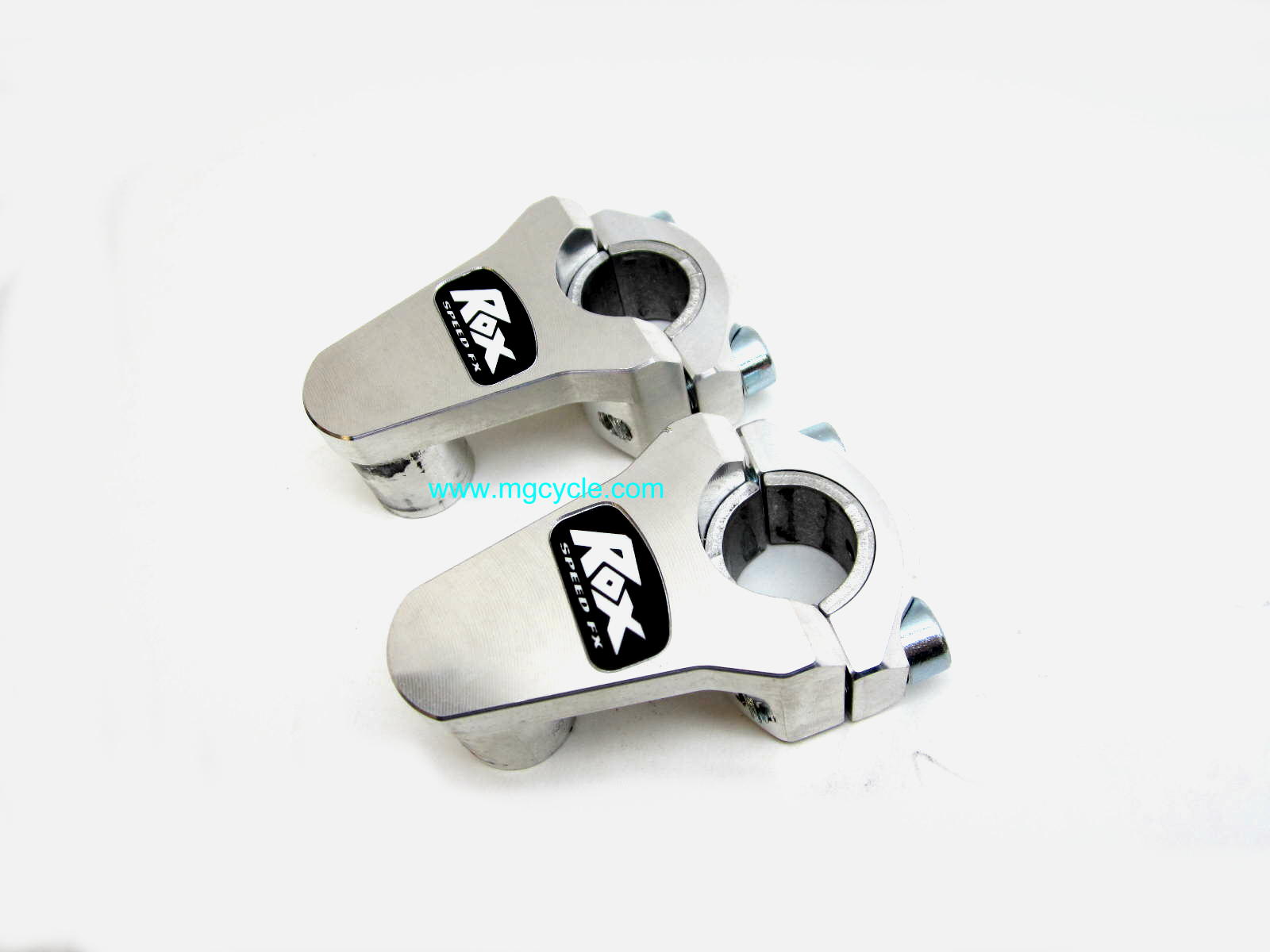 thumbnail interactive-video image 1 of Rox Universal 2" Pivoting Handlebar Riser For 7/8" Bars – Raw Aluminum, Made In USA 1 of 5