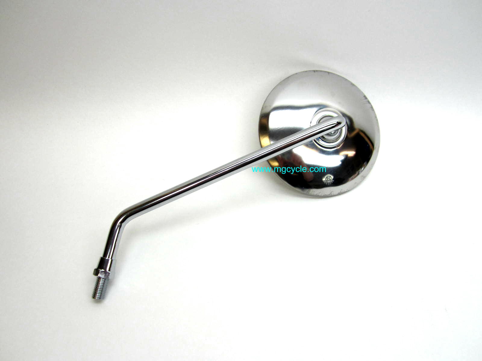 stainless mirror, left, 4.5 inch round, 8.5 inch stem - Click Image to Close