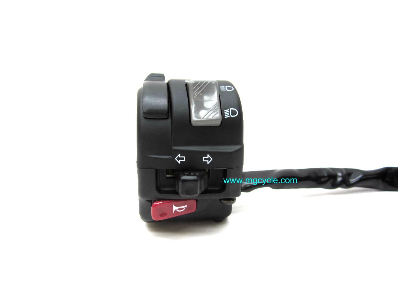 left handlebar switch, headlight, turn signals, horn, flasher