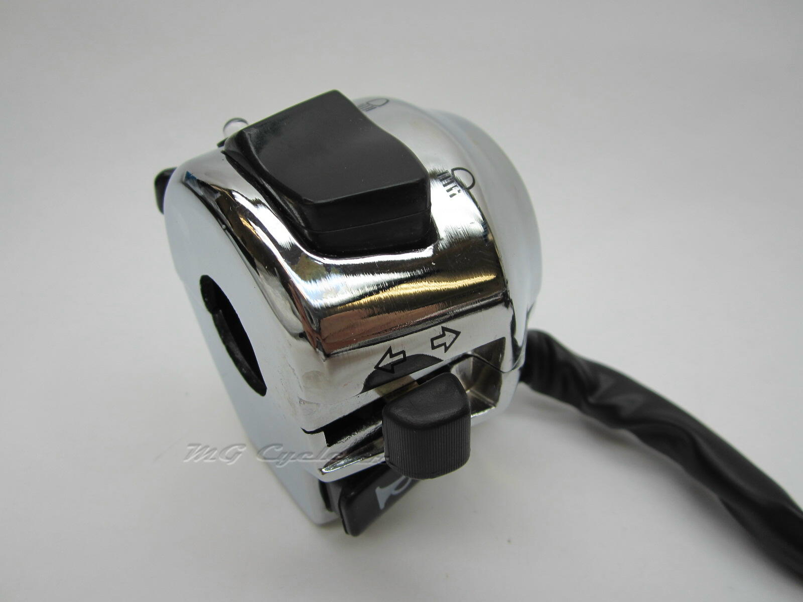 chrome handlebar switch headlight high-low signals-horn, LED - Click Image to Close