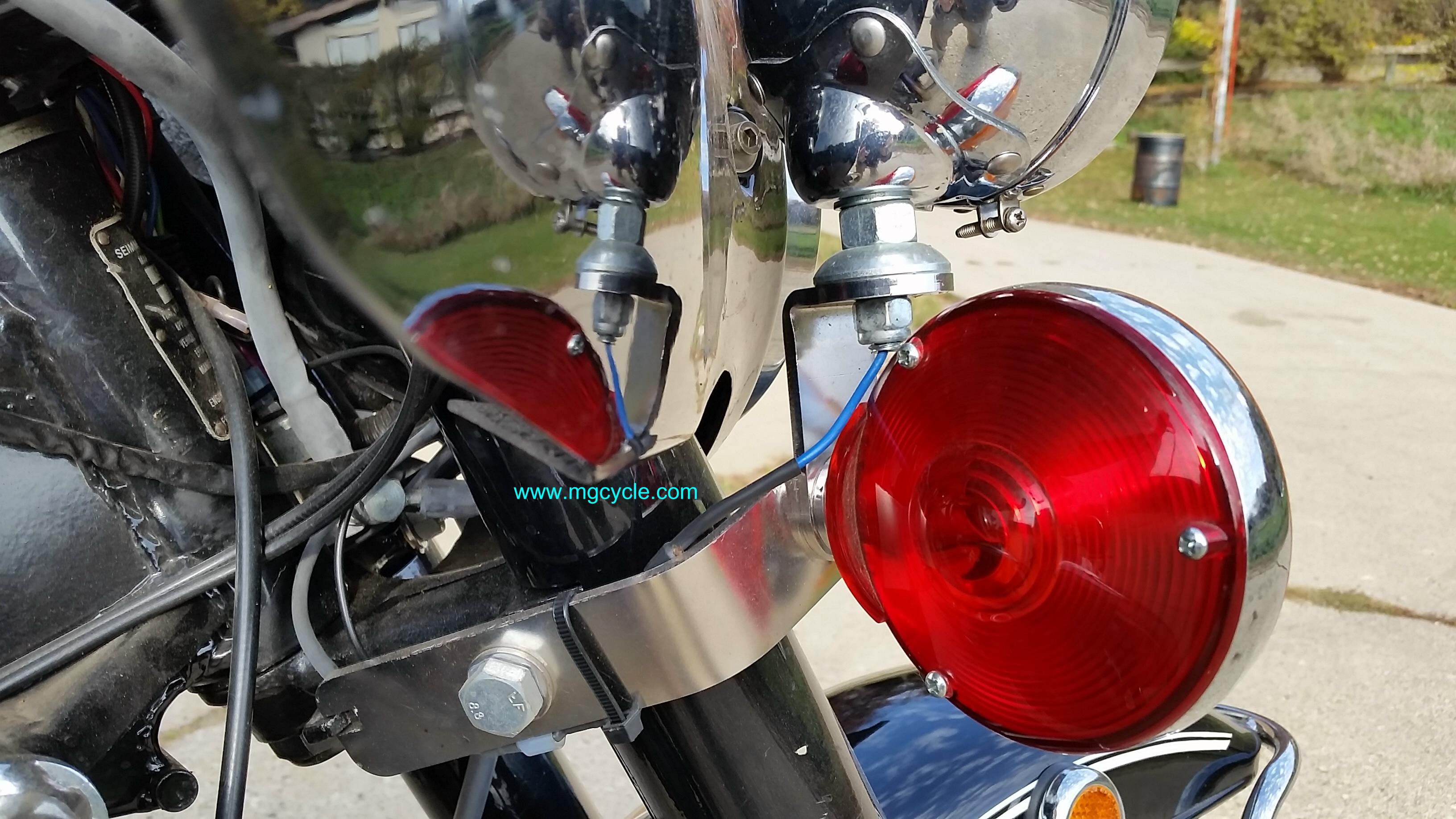 Front turn signal mounts polished stainless, Eldorado Ambassador - Click Image to Close