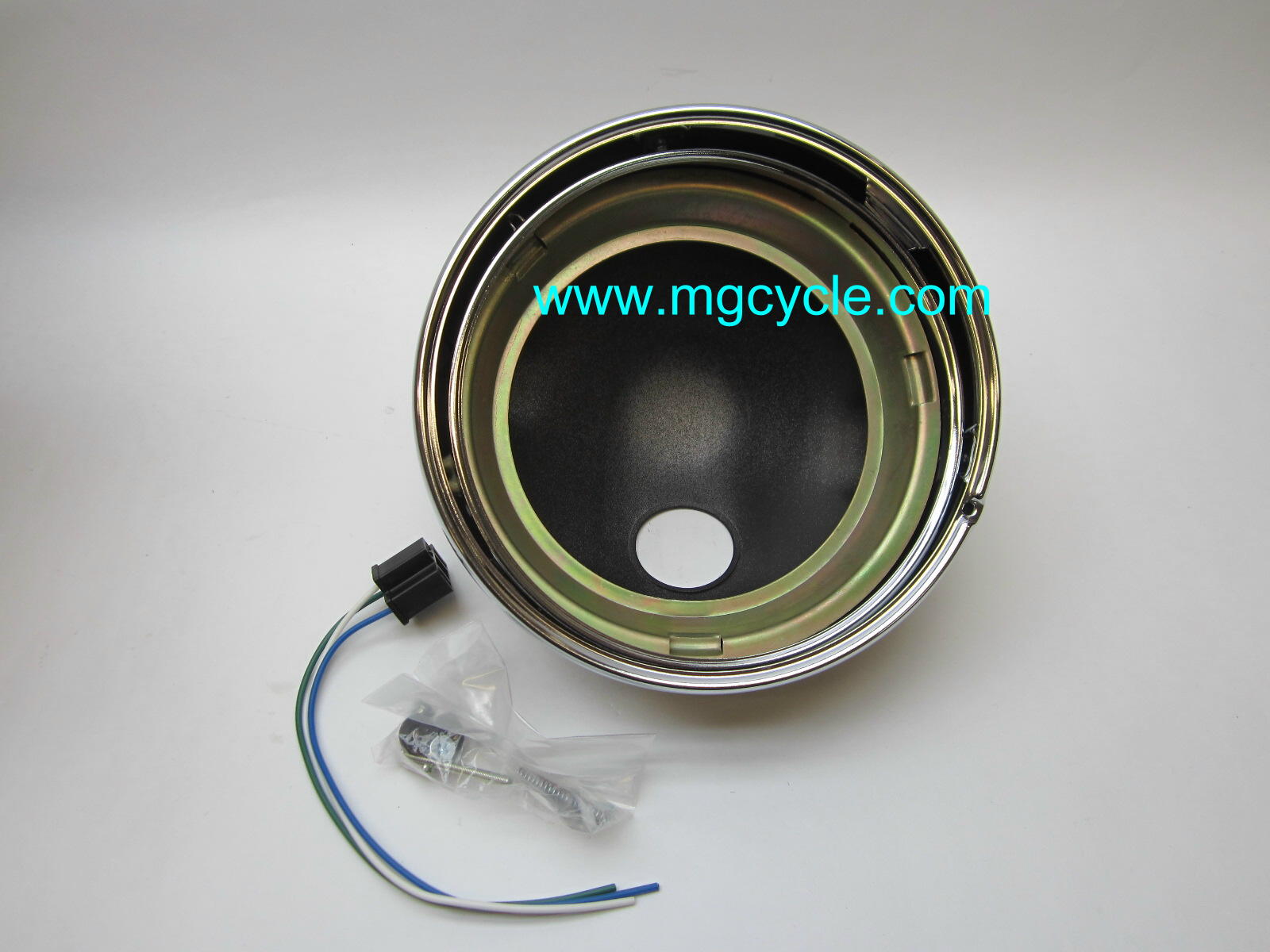 7" headlight bucket kit, black back with chrome trim ring