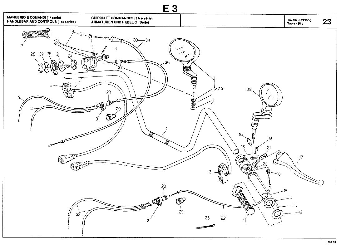 Throttle cable, upper early Mille GT, 850 T5 - Click Image to Close