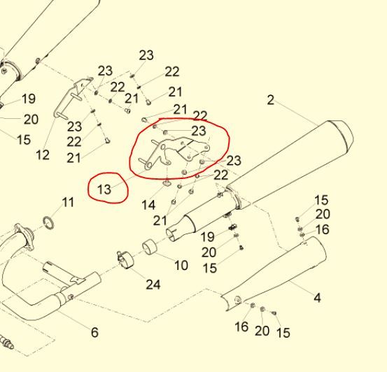 Left muffler support bracket for V9