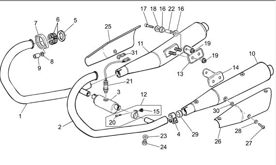 Right muffler heat shield, Nevada Classic IE, Breva 750, V7 Cafe