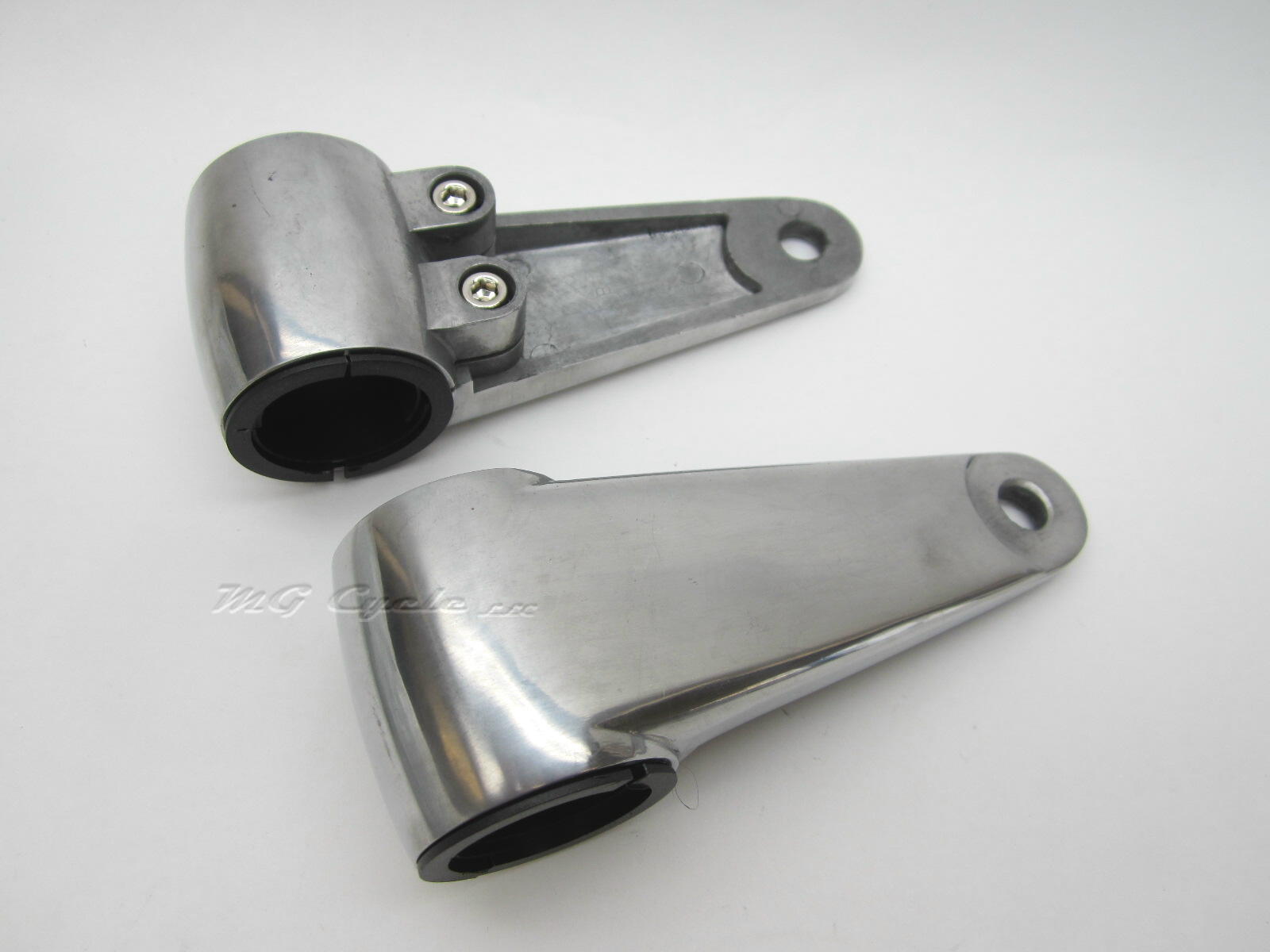 polished aluminum headlight mounting ears, 35mm fork - Click Image to Close
