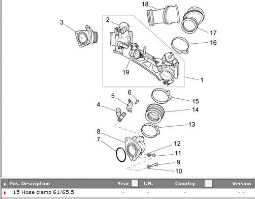 clamp, intake rubber, many models 1997-2016