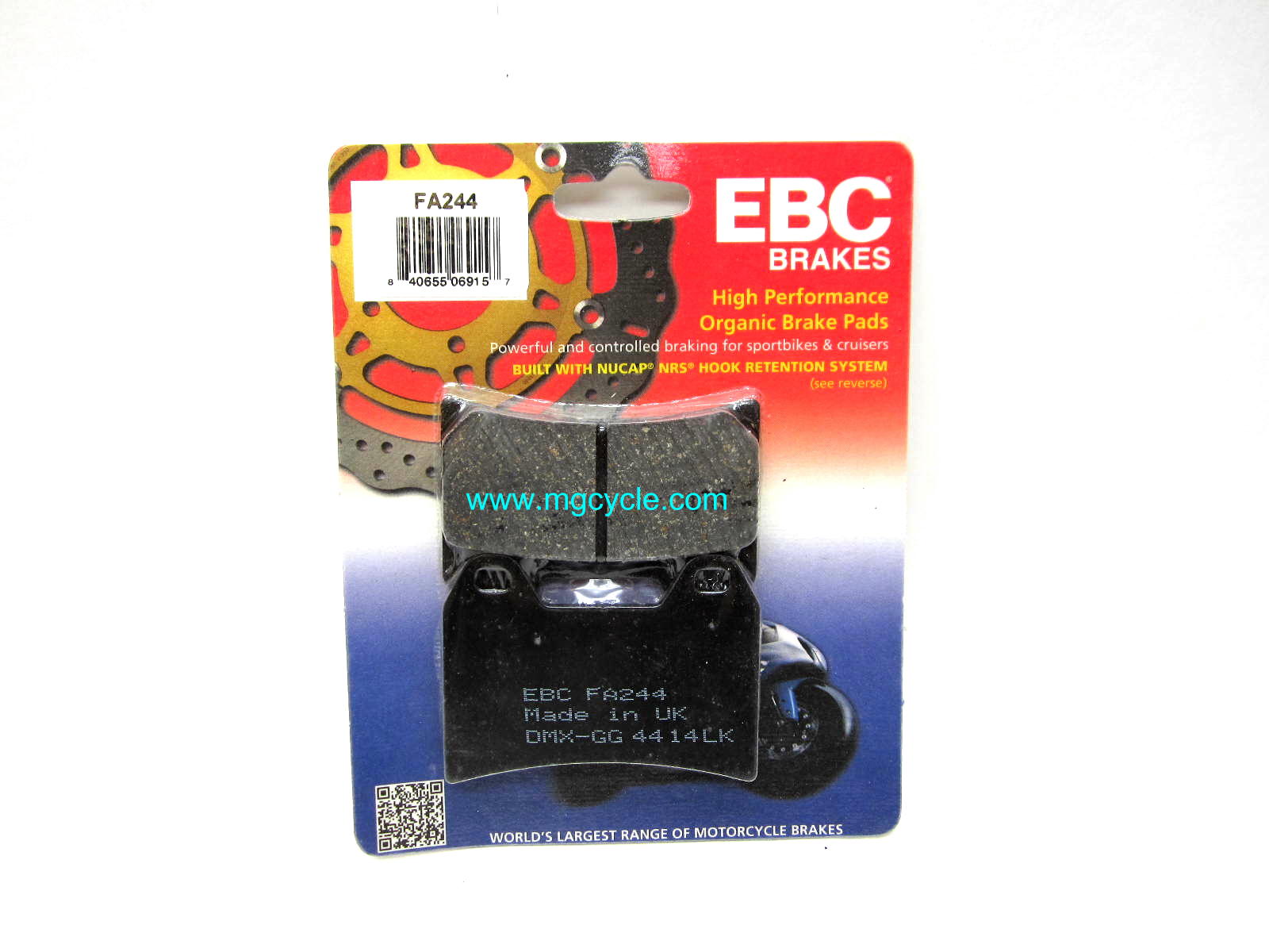 EBC front brake pads, 01 on Guzzi V11 V7 V7II V7III V9 1200 1400