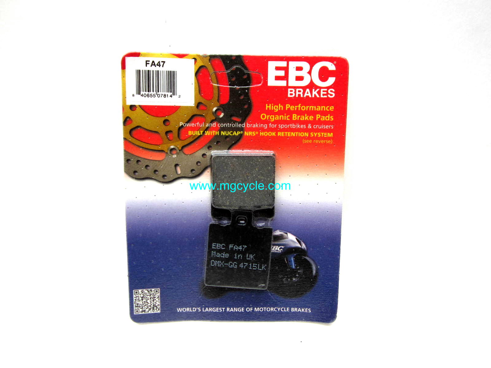 EBC kevlar organic brake pads, F05 small twins, V11 Sport rear
