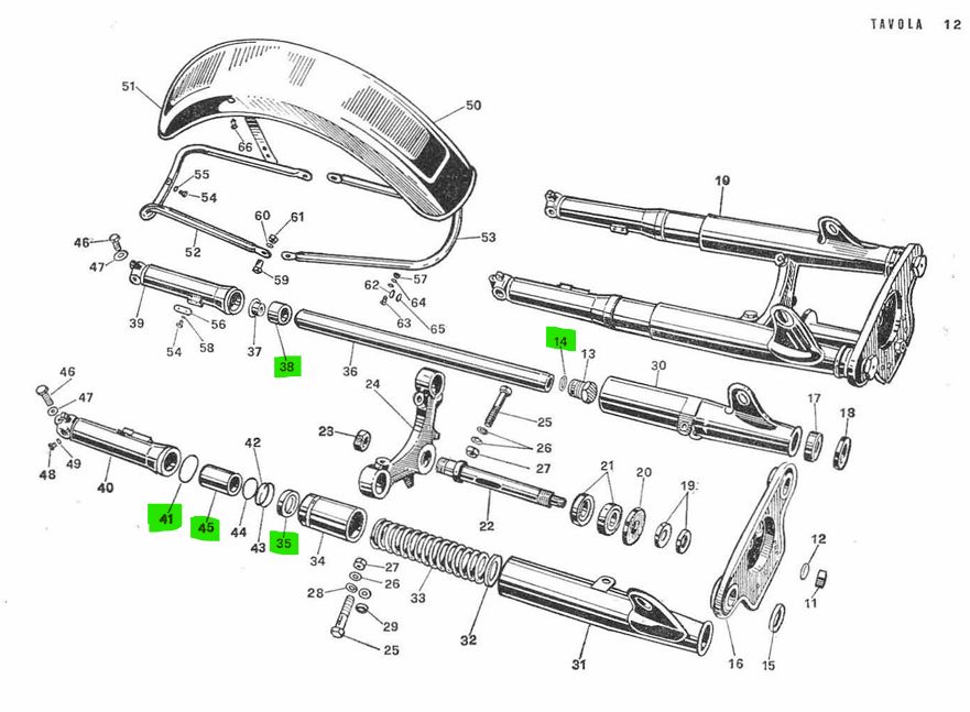 Front fork rebuild kit for drum brake loop models