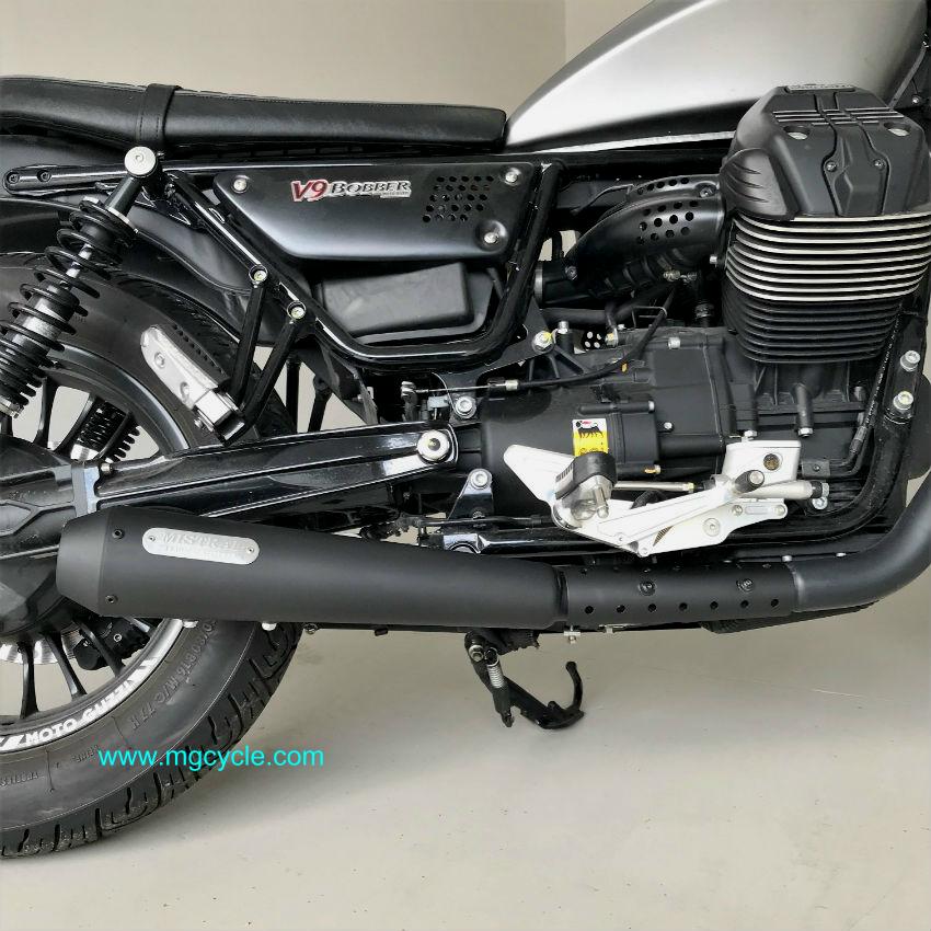 Black paint Mistral heat shield set for V9 short mufflers