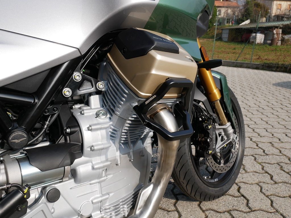 Black engine guard kit for Moto Guzzi V100 Mandello & Stelvio