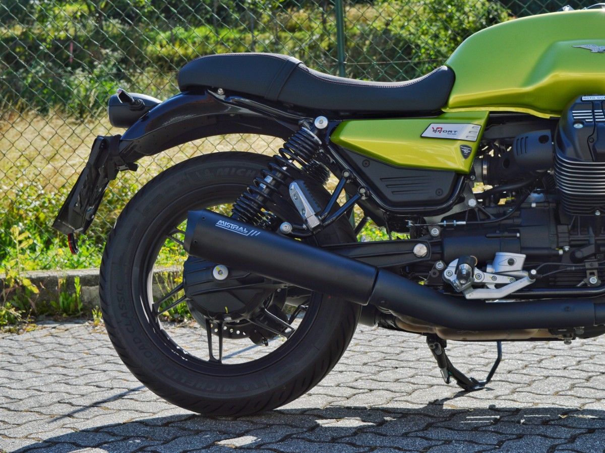 Mistral black painted Avion S Exhausts for V7850 E5+