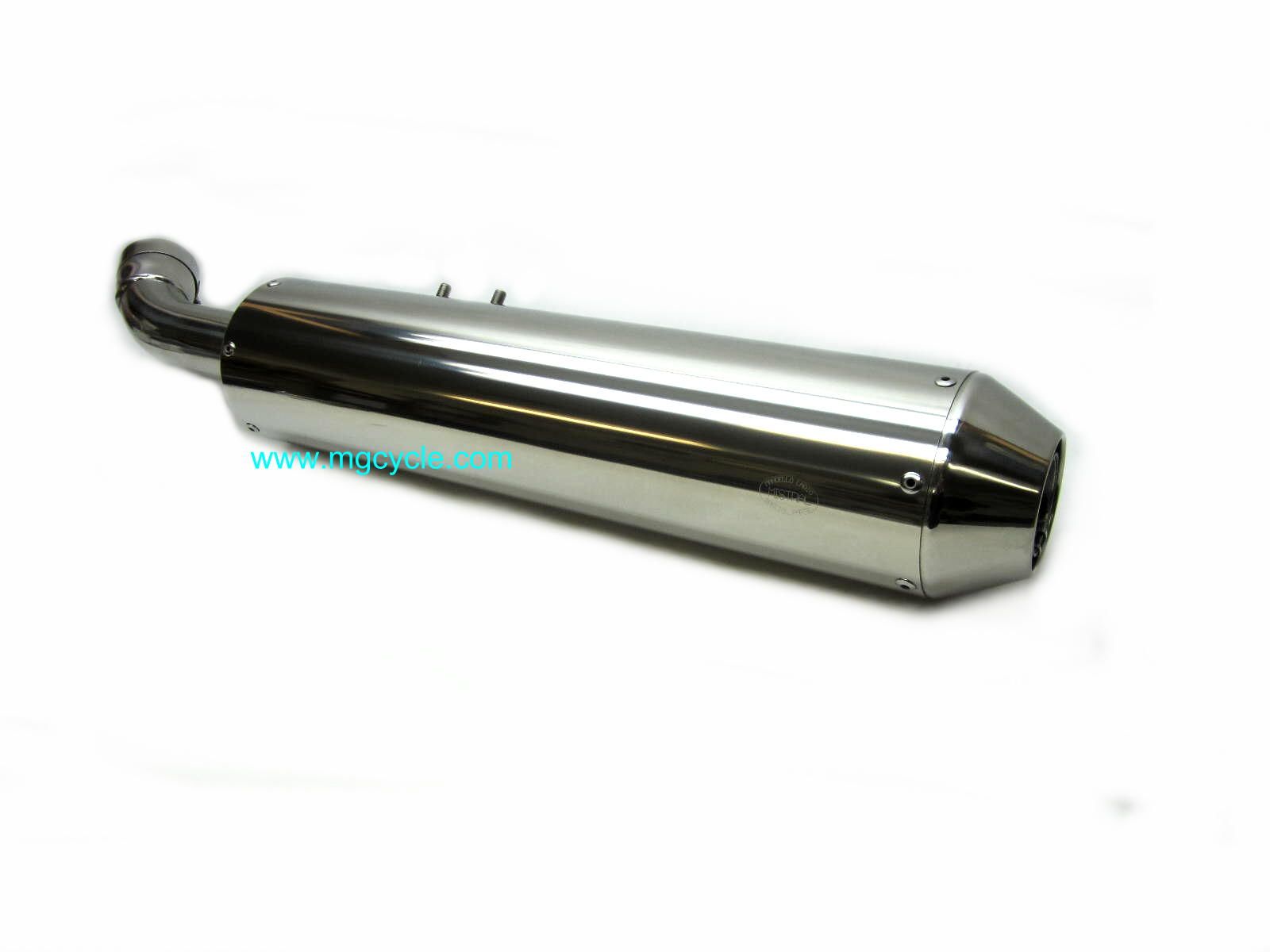 Mistral polished round stainless slip-on muffler: all Norge 1200