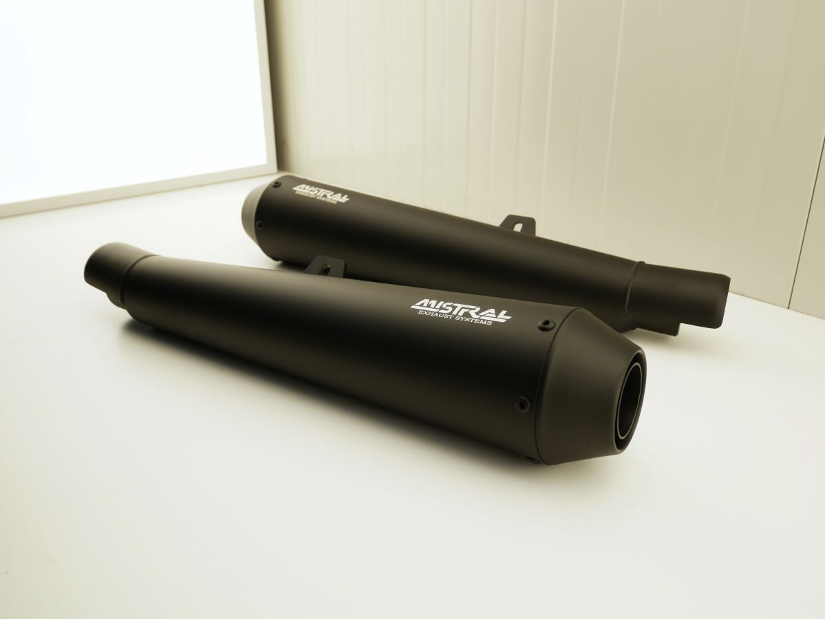 Black painted conical exhaust Royal Enfield ShotGun 650 E5+