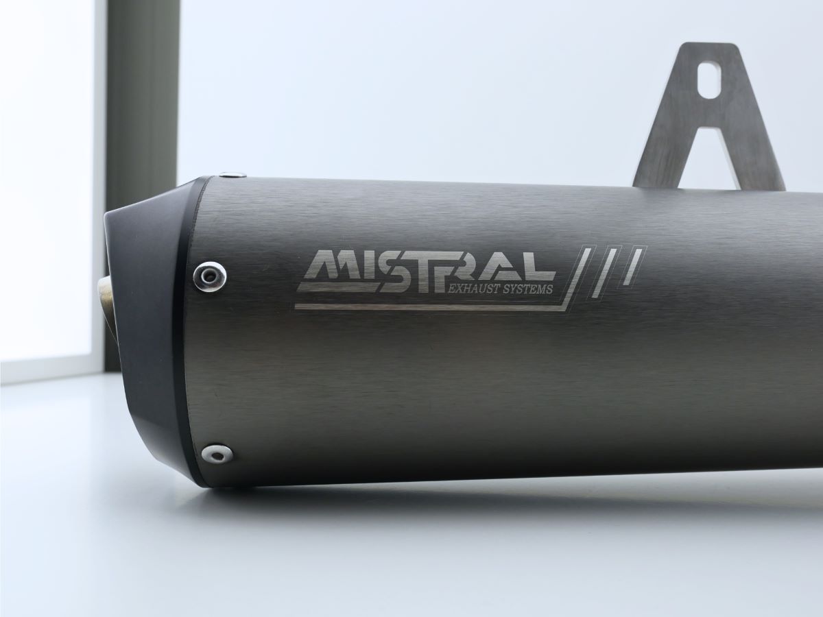 Black anodized X-Trail exhaust specific for Aprilia Tuareg 660