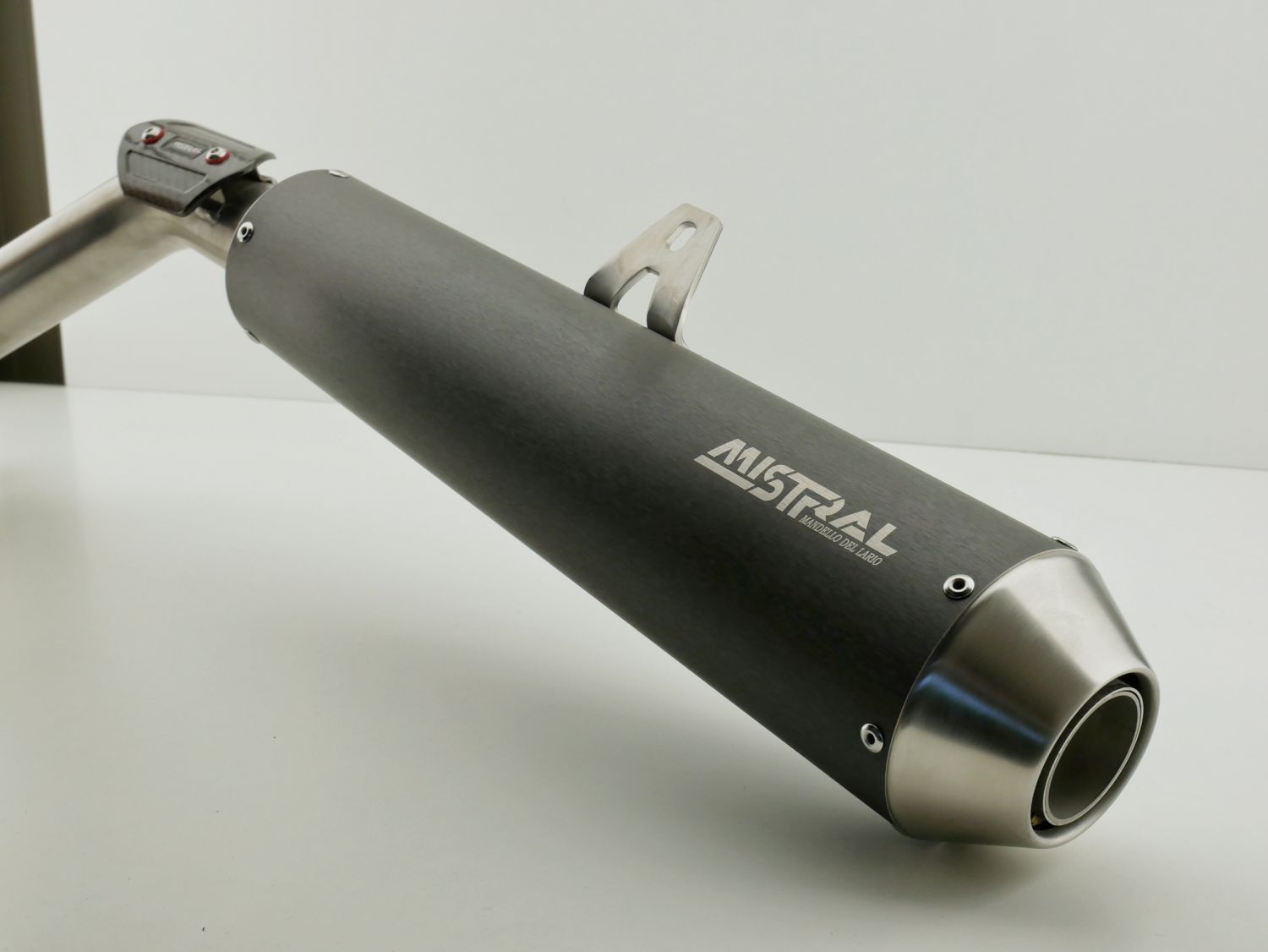 Black anodized stainless steel conical silencer MG V85TT EURO5