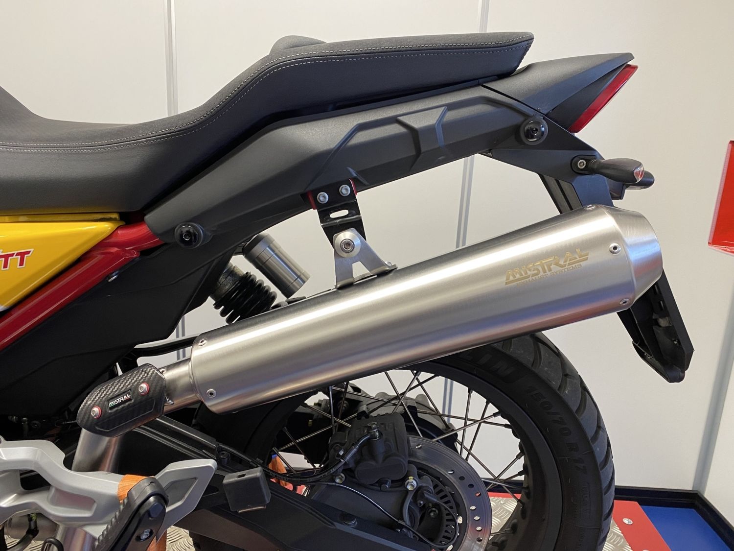 Polished stainless steel conical silencer MG V85TT EURO4