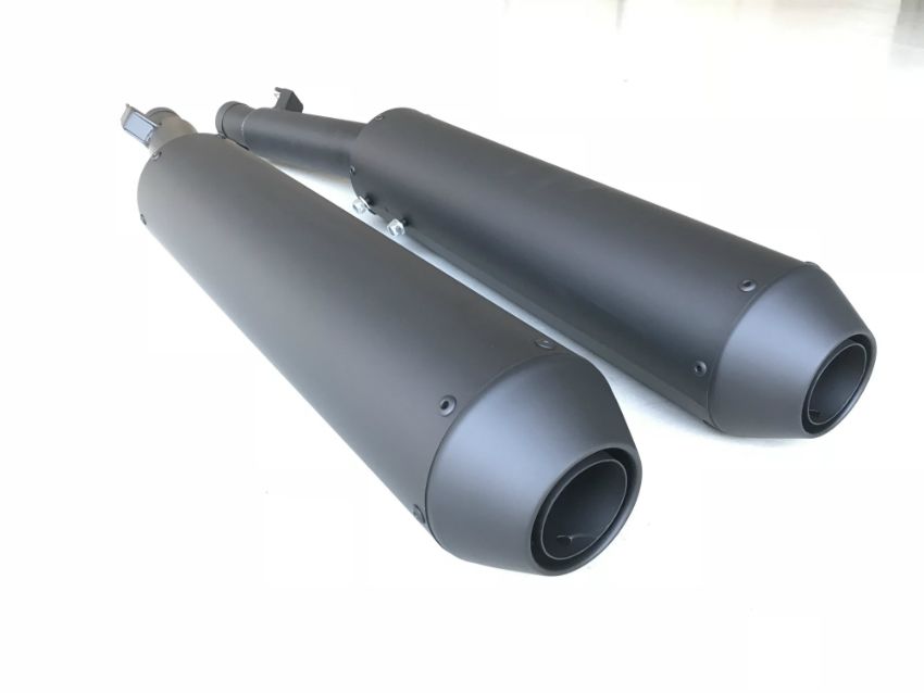 Mistral California 1400 slip-on mufflers, conical, black paint