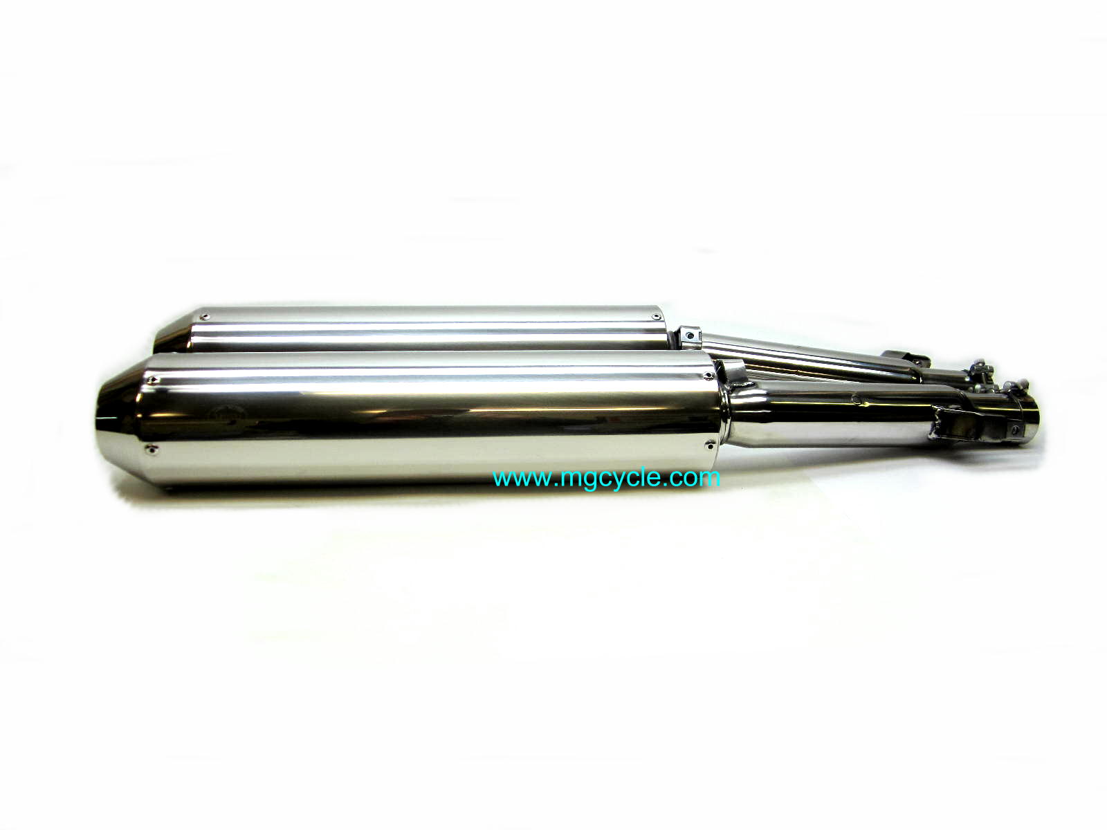 Mistral California 1400 slip-on mufflers, conical, polished